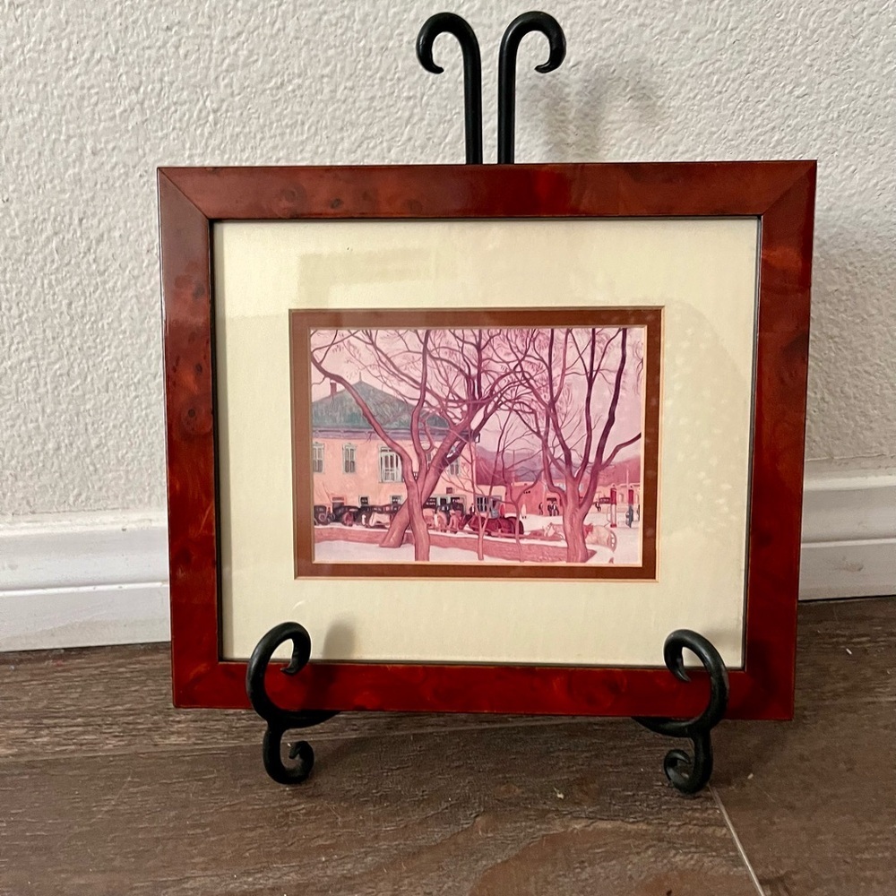 Framed Red Wood Finish Art Print with Ivory Mat